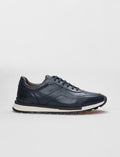 Genuine Leather Navy Blue Lace-up Men's Athletic Shoes