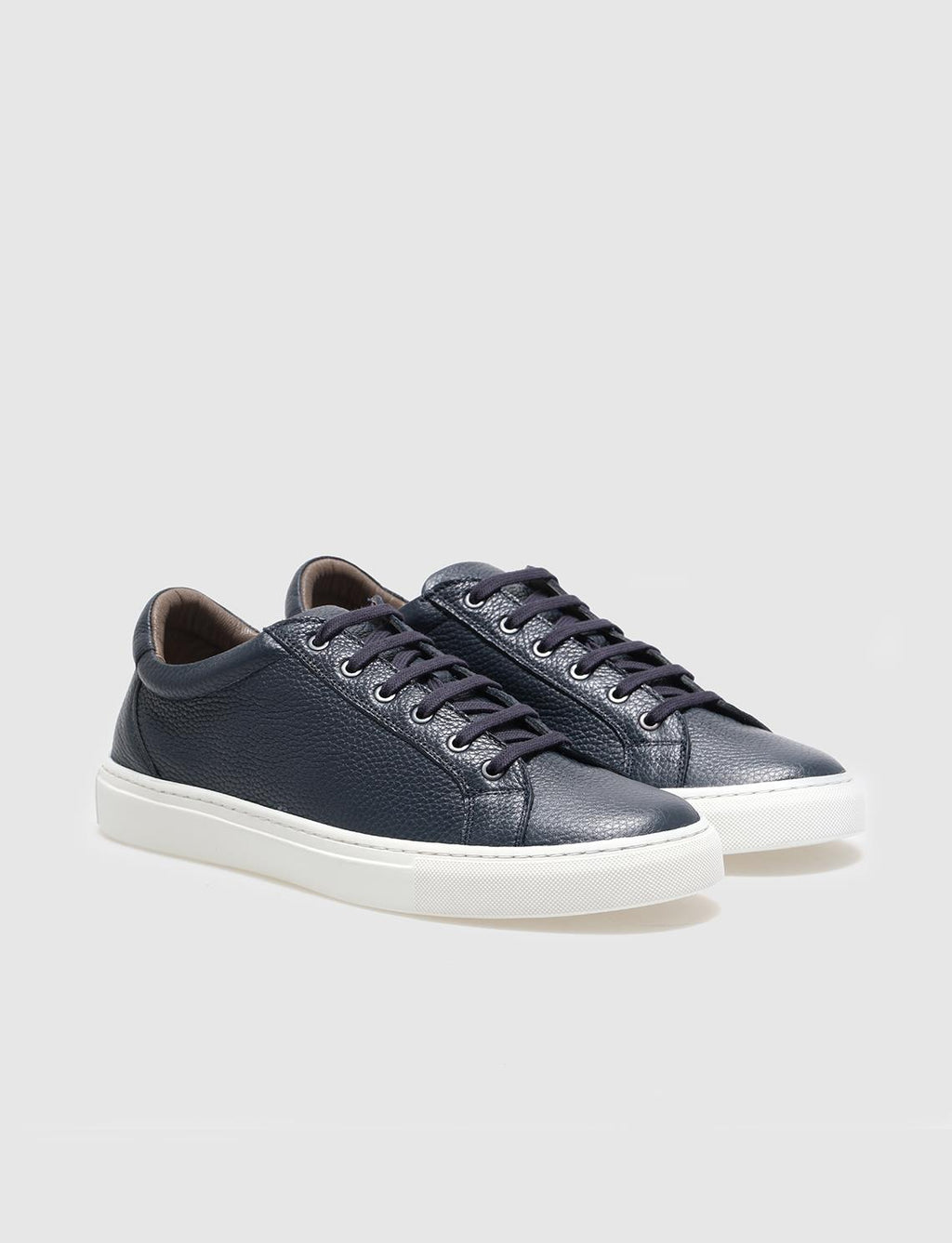 Genuine Leather Navy Blue Lace-up Men's Sneaker