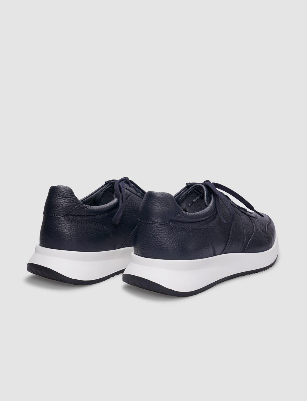 Genuine Leather Navy Blue Lace-up Men's Athletic Shoes