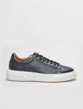 Genuine Leather Navy Blue Lace-up Men's Athletic Shoes