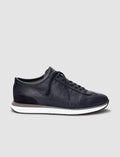 Genuine Leather Navy Blue Lace-up Men's Athletic Shoes