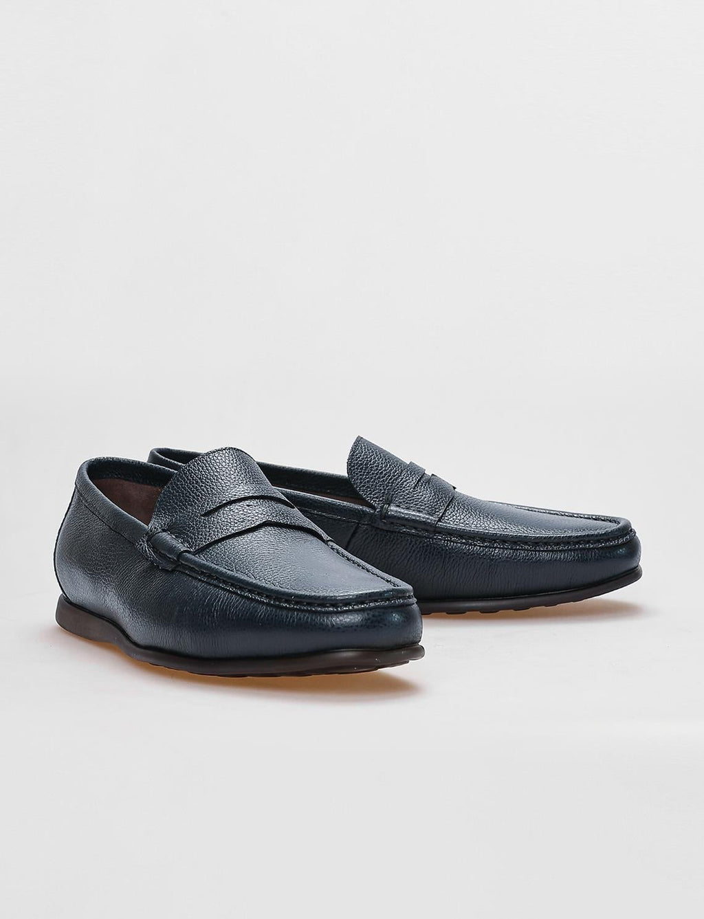 Genuine Leather Navy Blue Men's Casual Shoes
