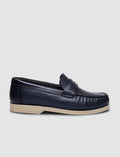 100% Genuine Leather Navy Blue Women's Casual Shoes