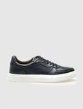 Genuine Leather Navy Blue Lace-up Men's Athletic Shoes