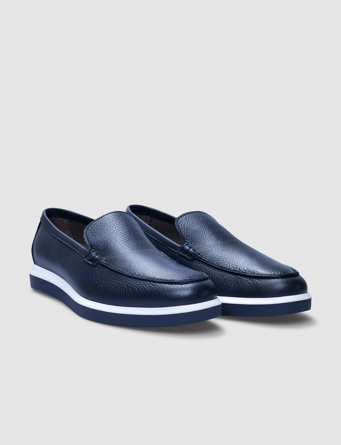 Genuine Leather Navy Blue Men's Casual Shoes