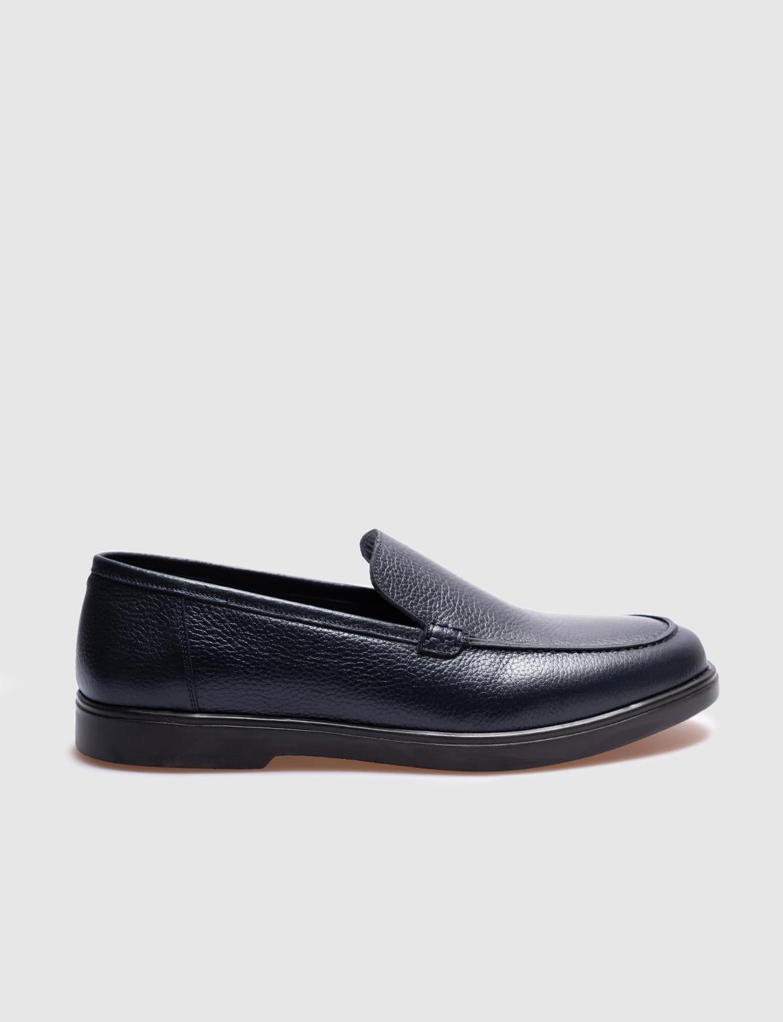 Genuine Leather Navy Blue Men's Casual Shoes