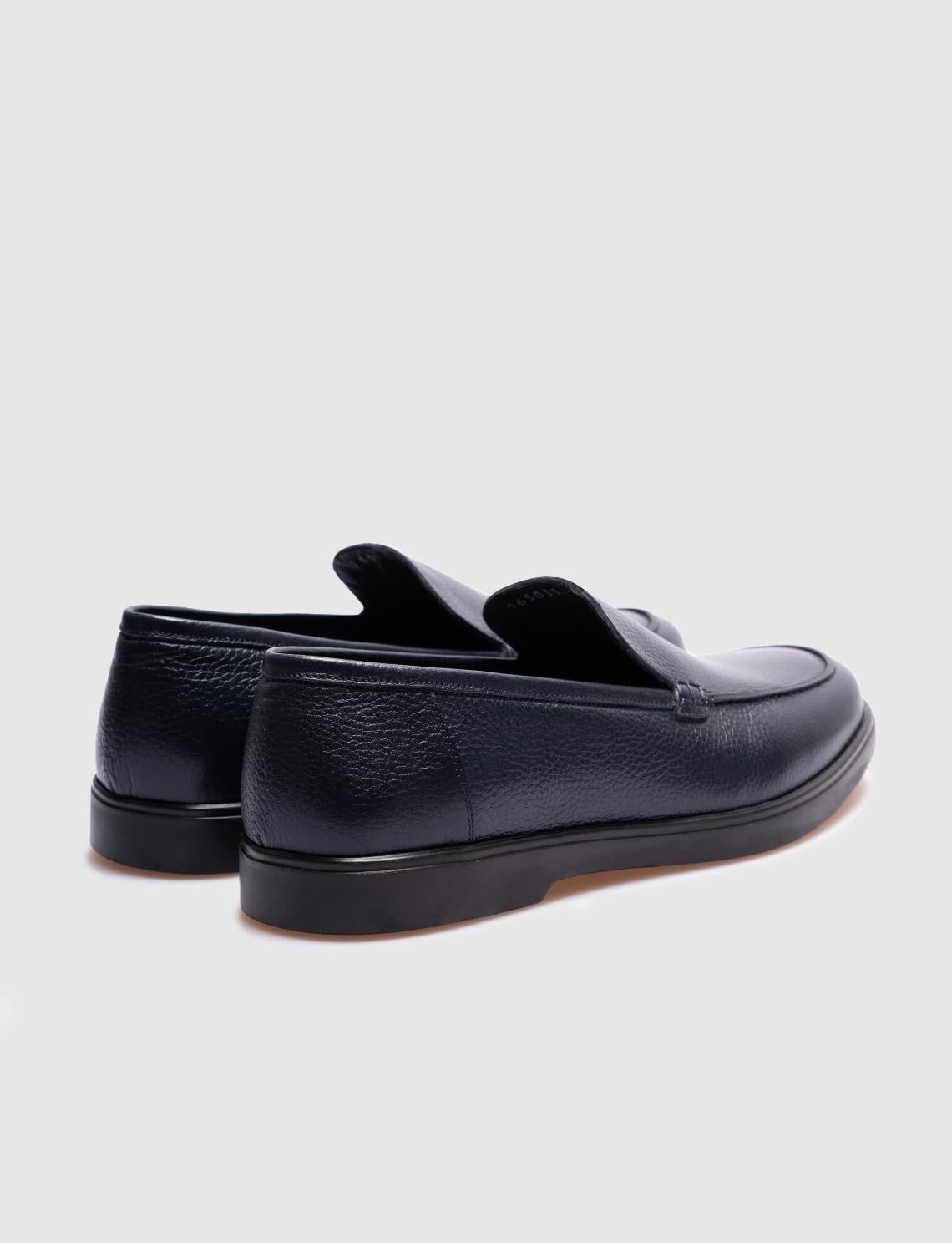 Genuine Leather Navy Blue Men's Casual Shoes