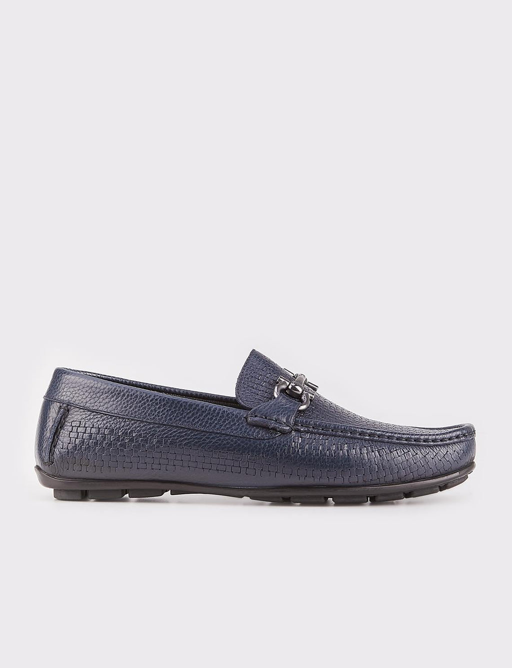 Genuine Leather Navy Blue Men's Loafer