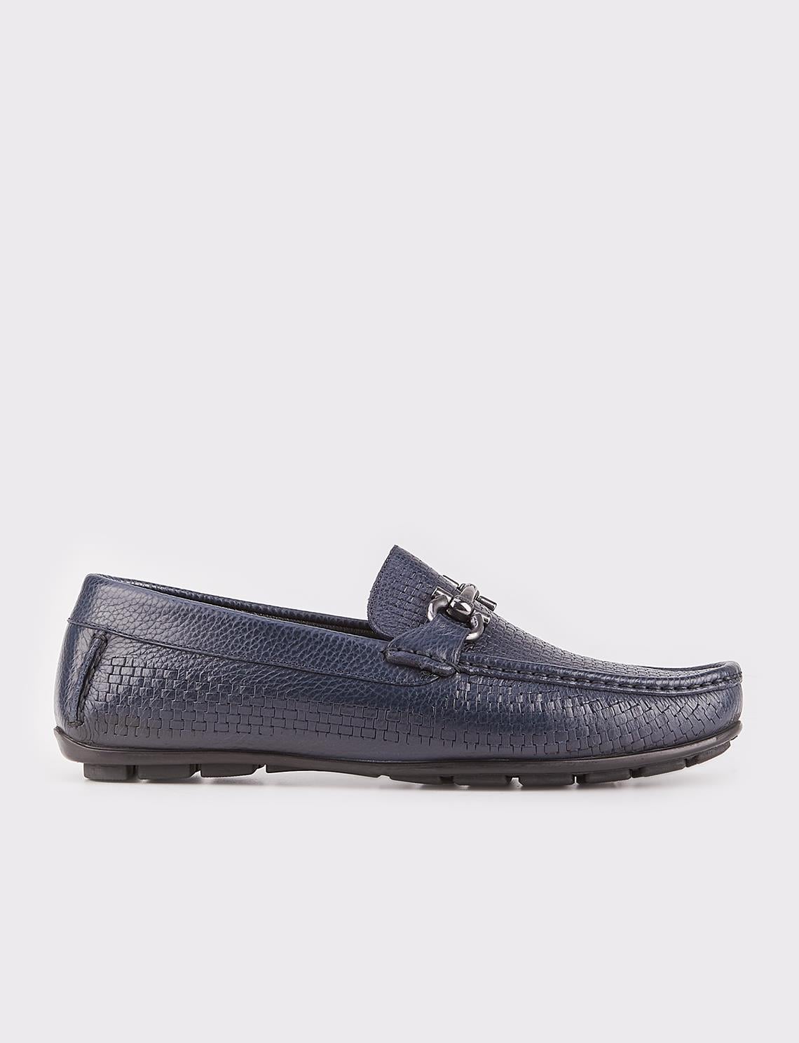 Genuine Leather Navy Blue Men's Loafer