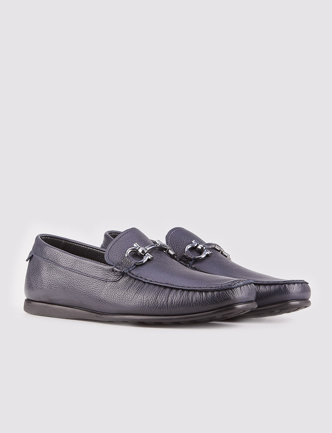 Genuine Leather Navy Blue Men's Loafer