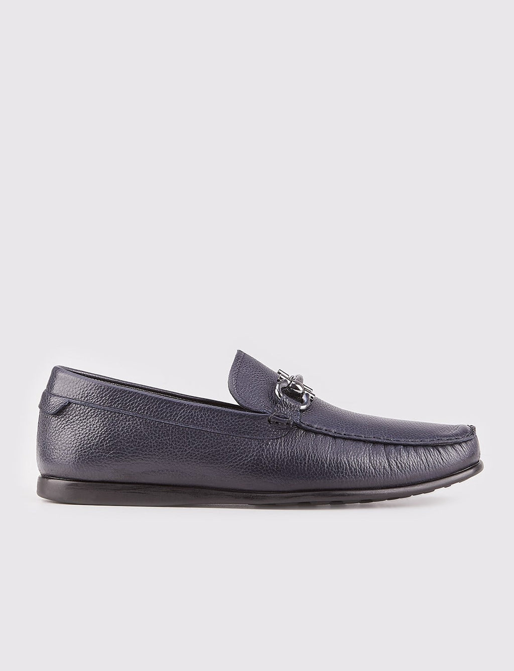 Genuine Leather Navy Blue Men's Loafer