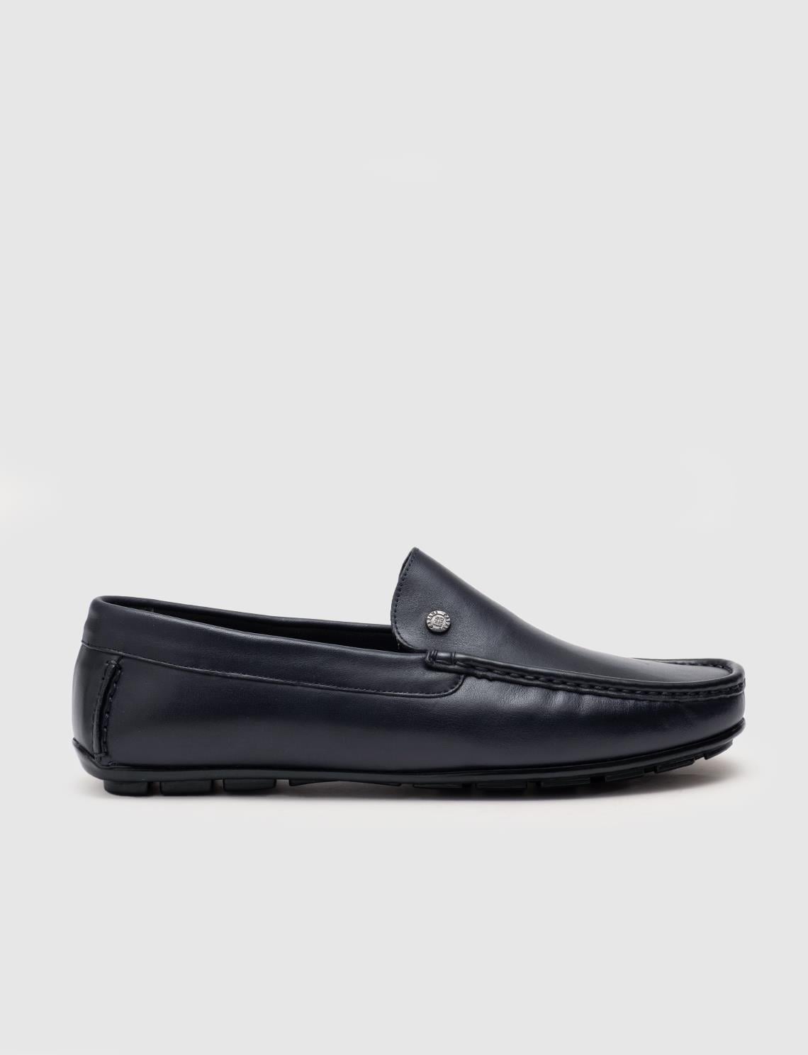 Genuine Leather Navy Blue Men's Loafer