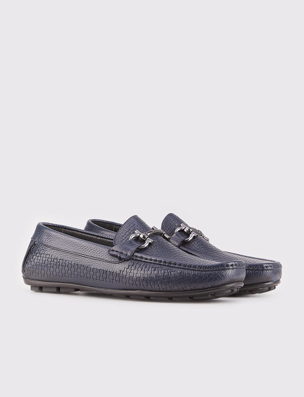 Genuine Leather Navy Blue Men's Loafer