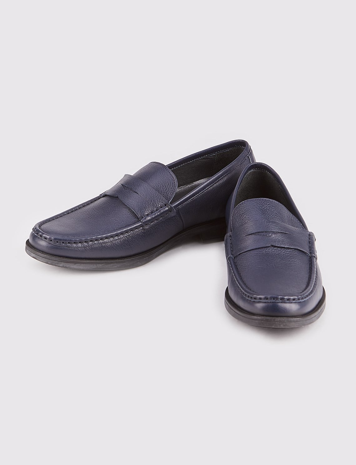 Genuine Leather Navy Blue Men's Casual Winter Shoes