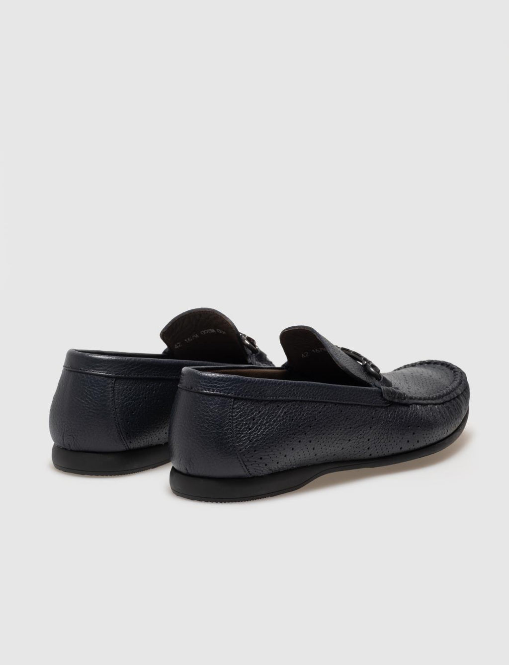 Genuine Leather Navy Blue Buckle Men's Loafer