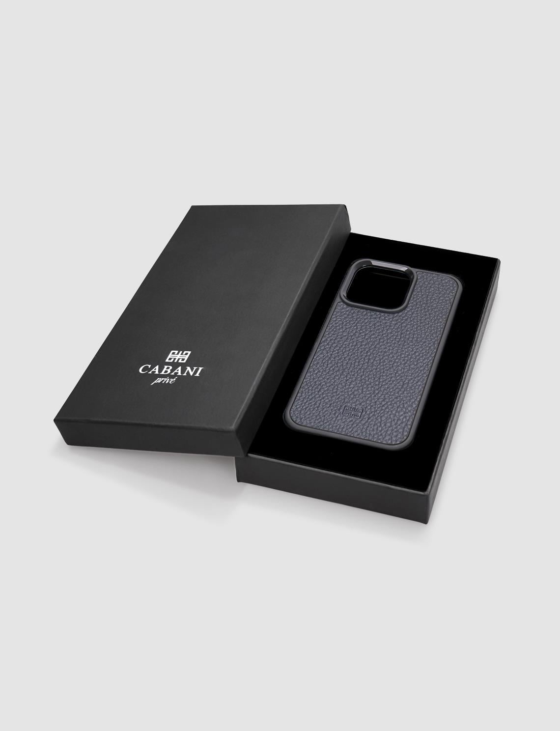 Genuine Leather iPhone 13 Pro Navy Blue Phone Case