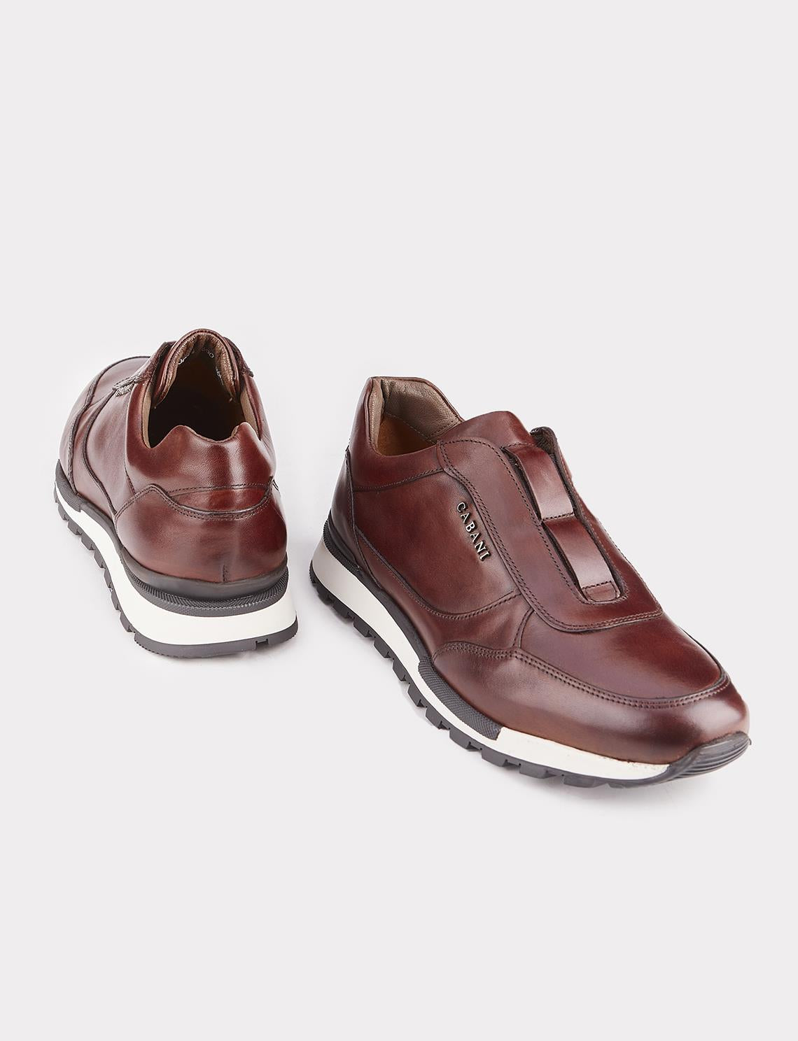 Genuine Leather Light Rubber Sole Brown Men's Athletic Shoes