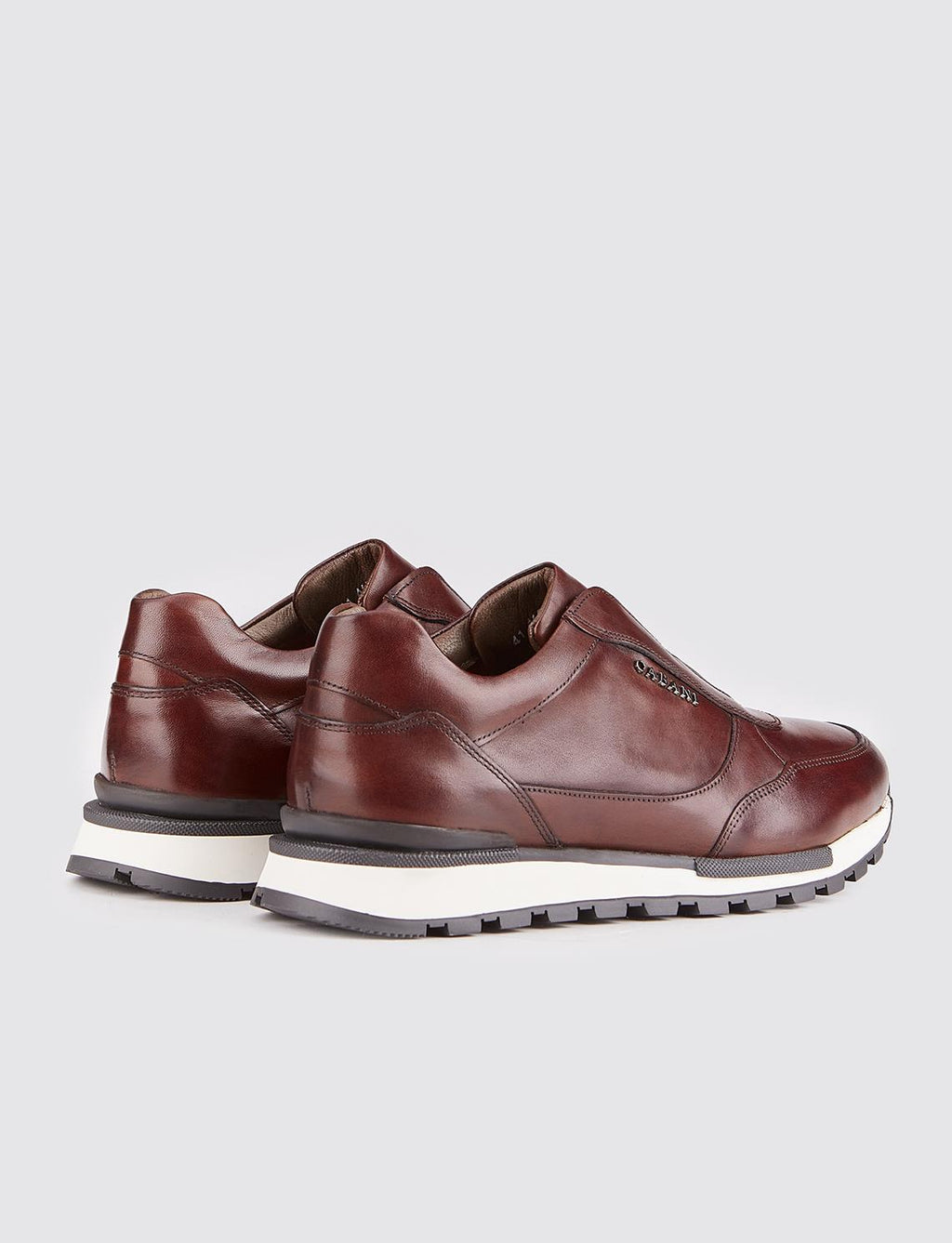 Genuine Leather Light Rubber Sole Brown Men's Athletic Shoes