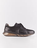 Genuine Leather Light TPU Sole Black Men's Lace-up Sneaker Sports Shoes