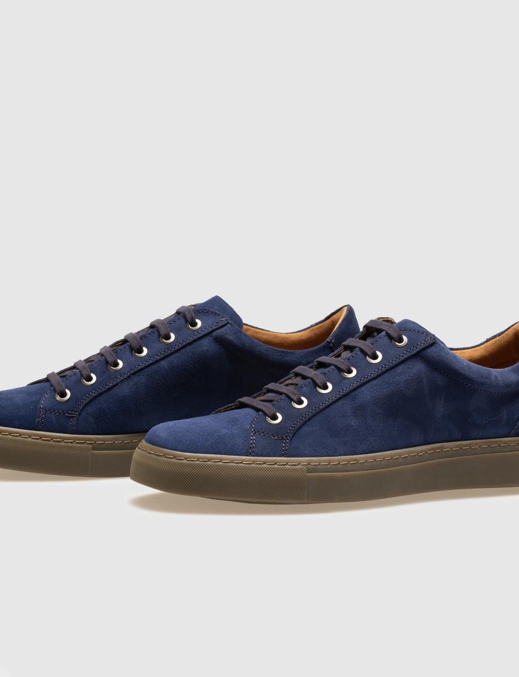 Genuine Leather Blue Suede Lace-up Men's Athletic Shoes