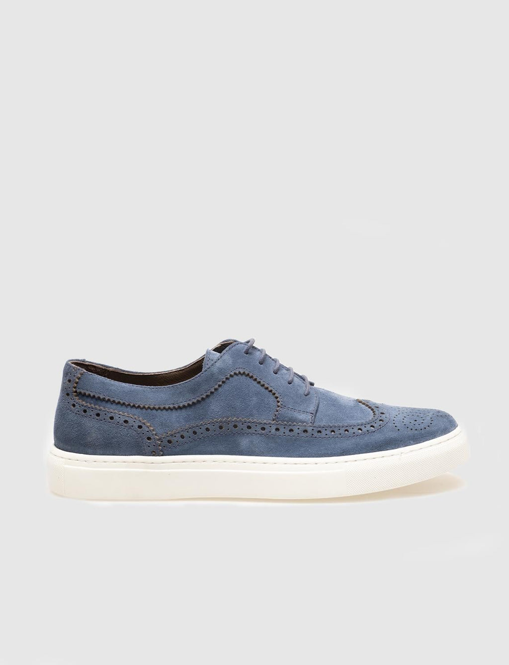 Genuine Leather Blue Suede Lace-up Men's Athletic Shoes