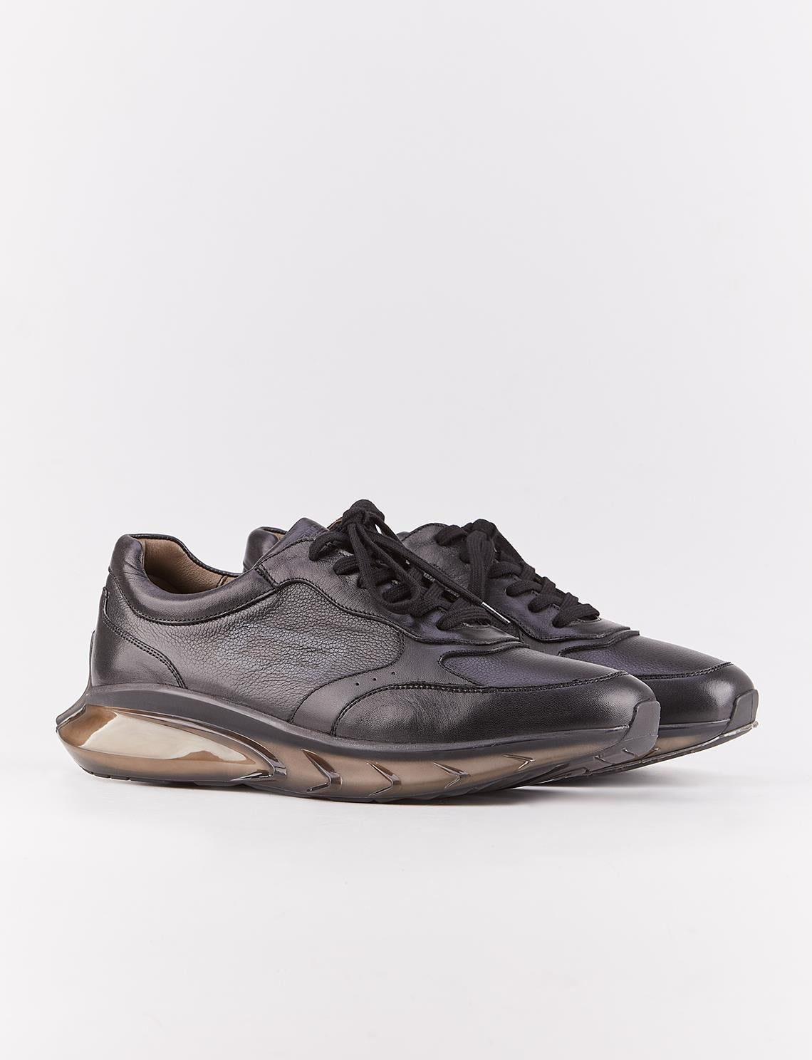 Genuine Leather Seasonal Black Lace-up Men's Athletic Shoes
