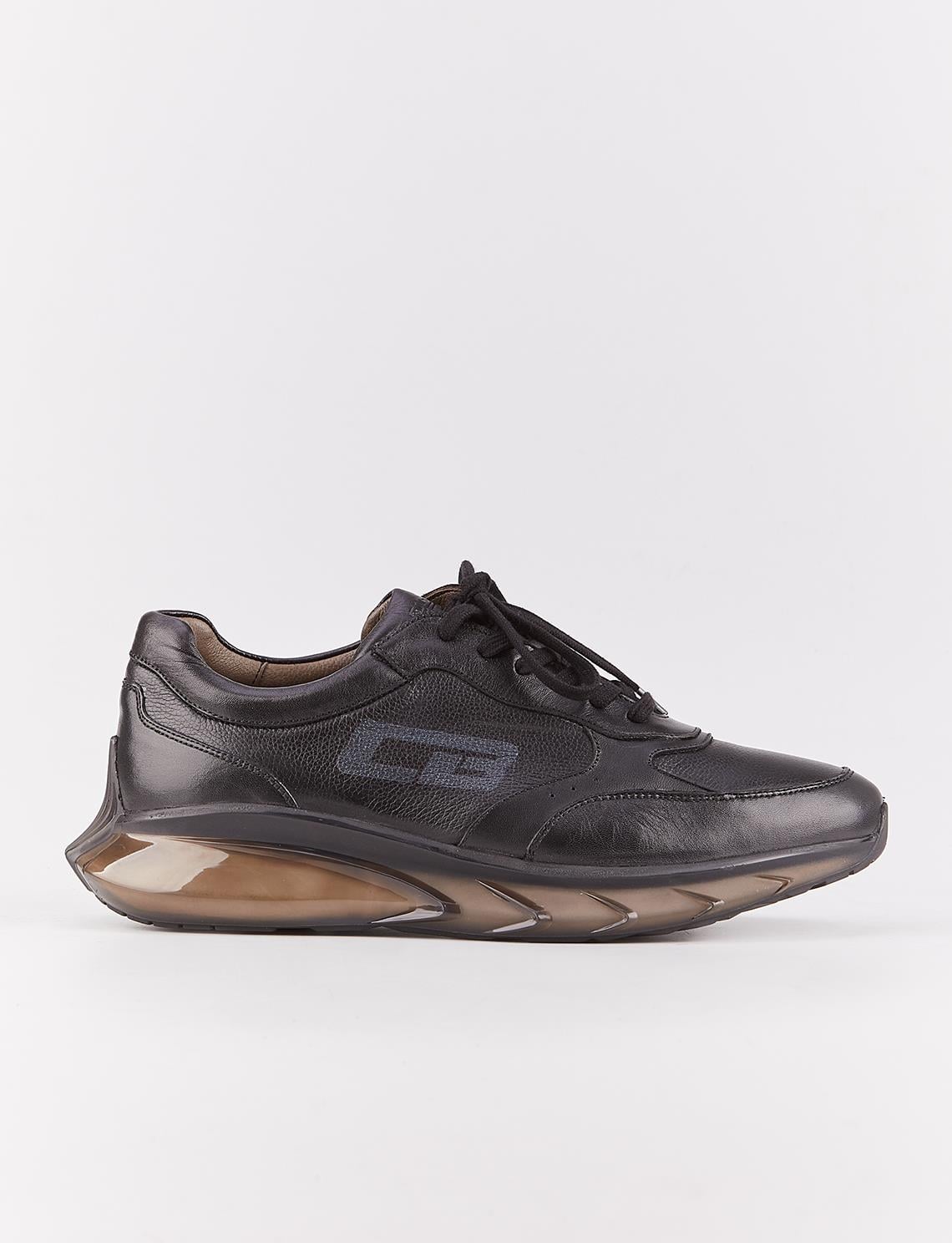 Genuine Leather Seasonal Black Lace-up Men's Athletic Shoes