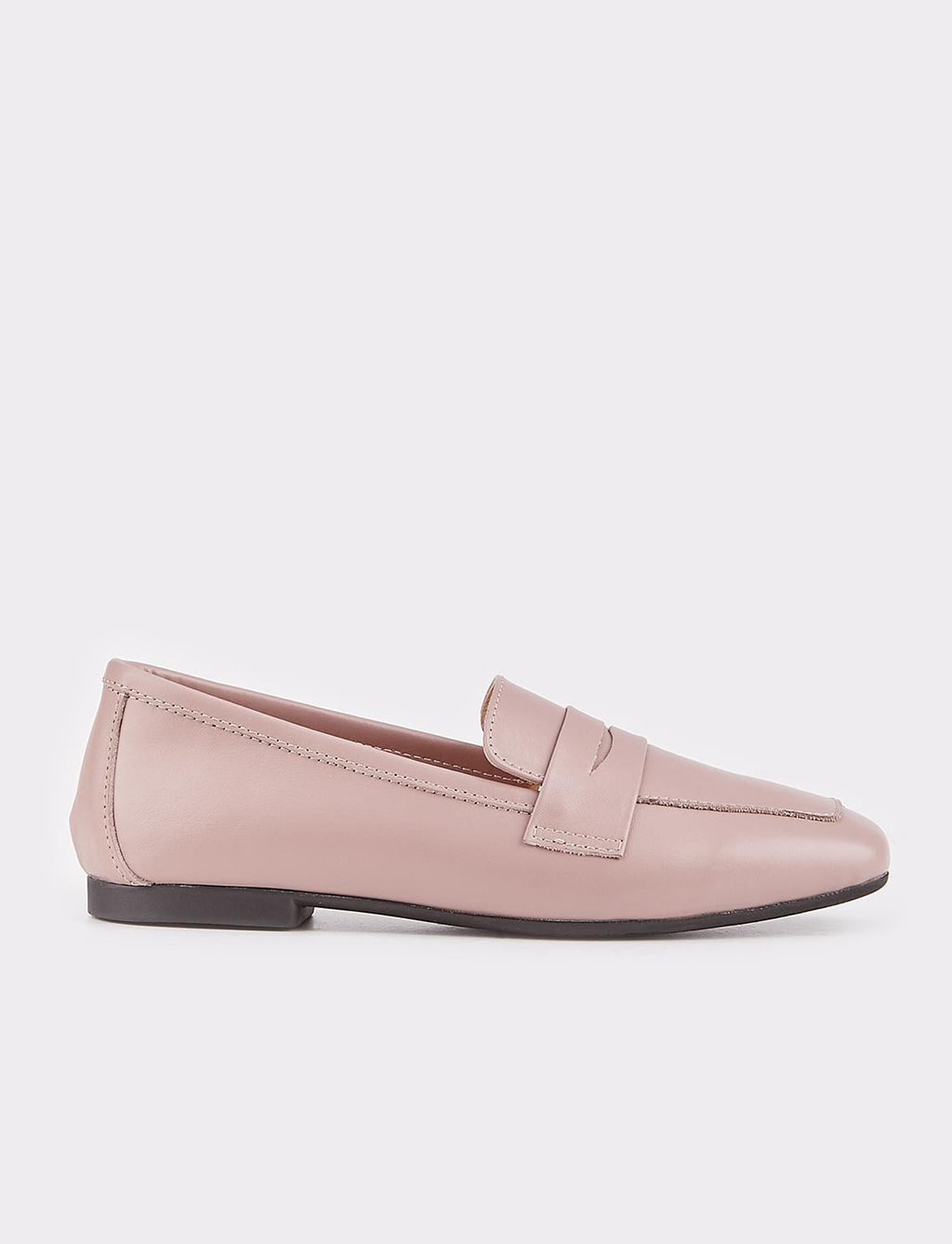 Genuine Leather Pink Loafer Women's Shoes