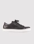 Genuine Leather Black Lace-up White Sole Men's Casual Shoes