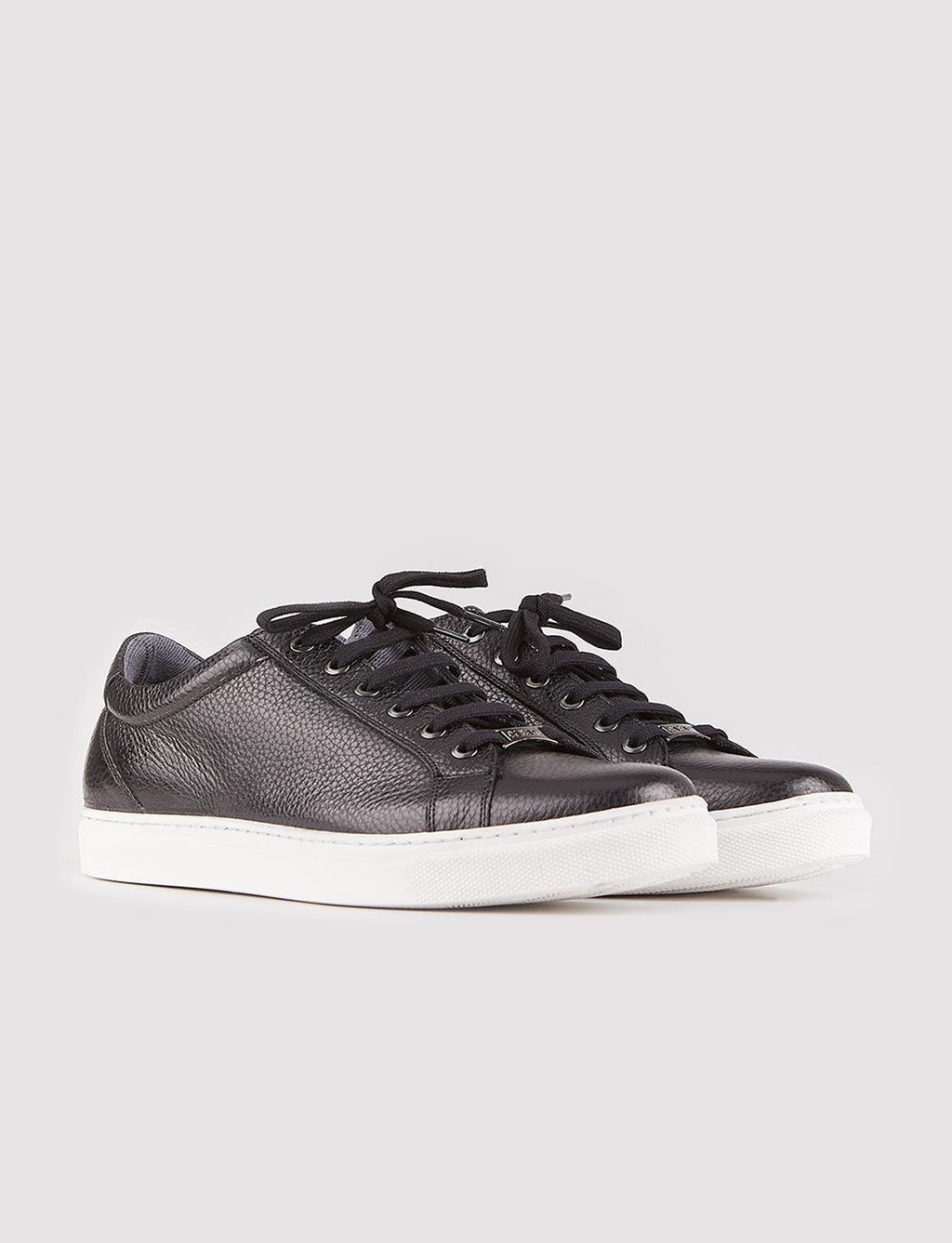 Genuine Leather Black Lace-up White Sole Men's Casual Shoes