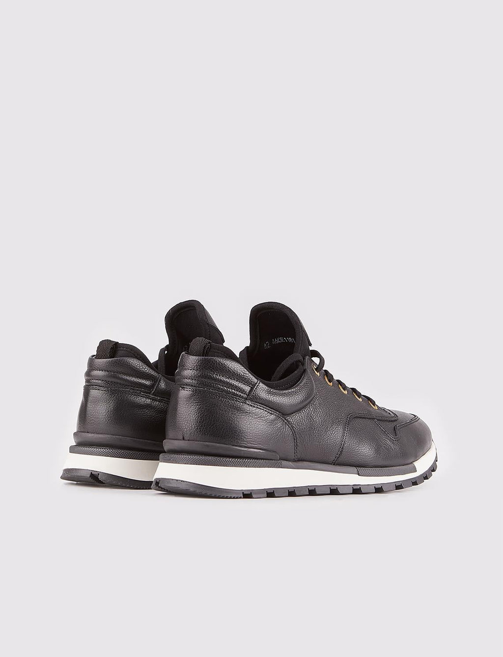 Genuine Leather Black Lace-up White Thermo Sole Men's Athletic Shoes