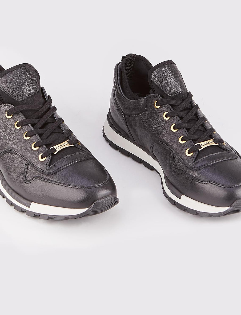 Genuine Leather Black Lace-up White Thermo Sole Men's Athletic Shoes