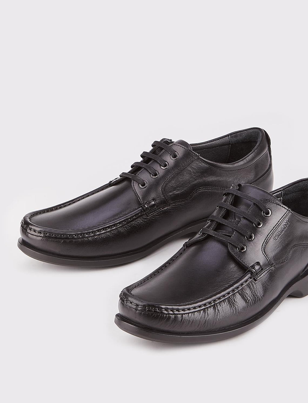 Genuine Leather Textured Black Lace-up Men's Casual Shoes