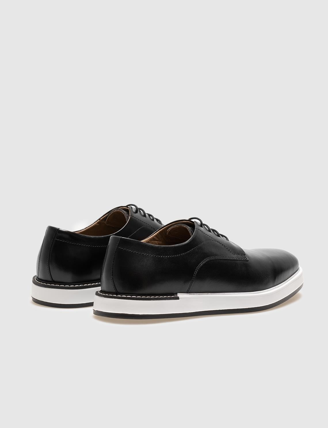 Genuine Leather Black Lace-up Men's Casual Shoes