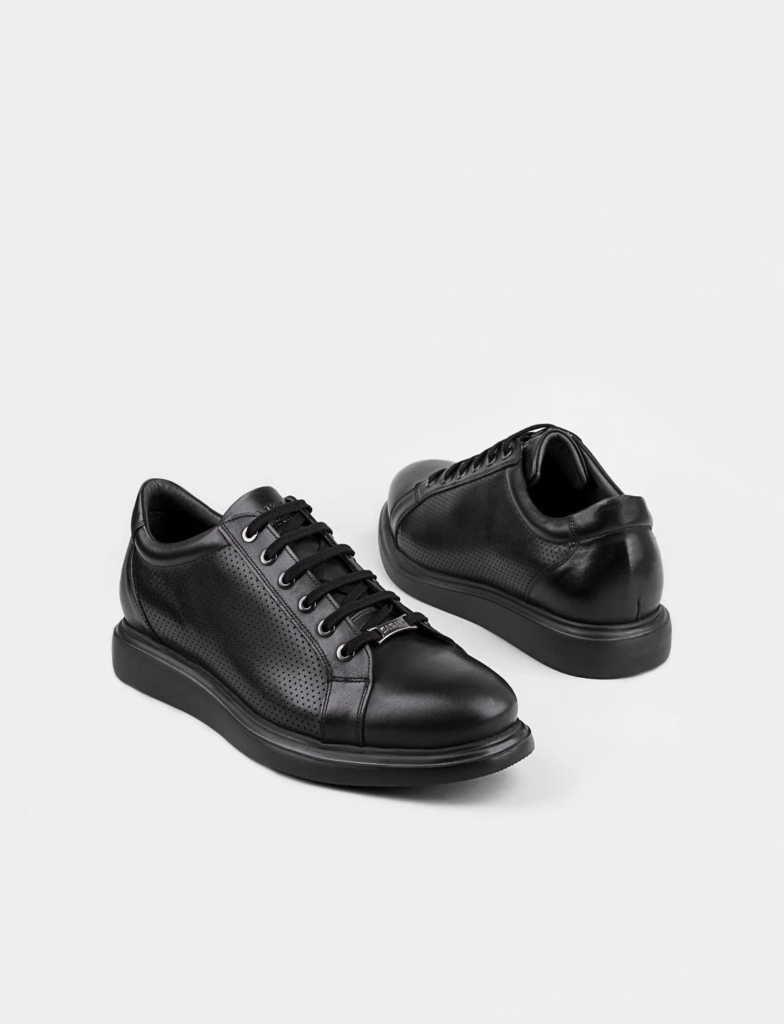 Genuine Leather Black Lace-up Men's Casual Shoes