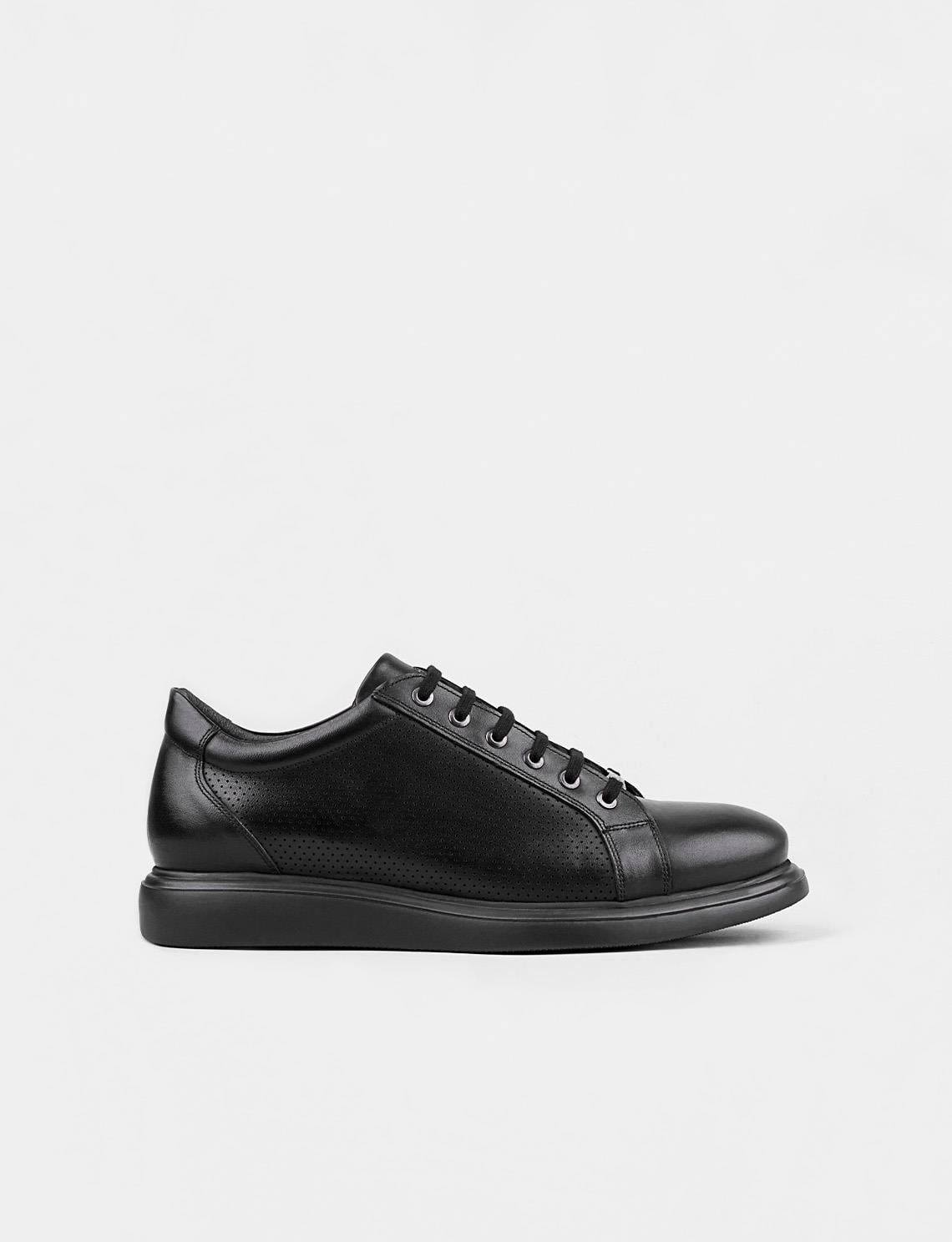 Genuine Leather Black Lace-up Men's Casual Shoes