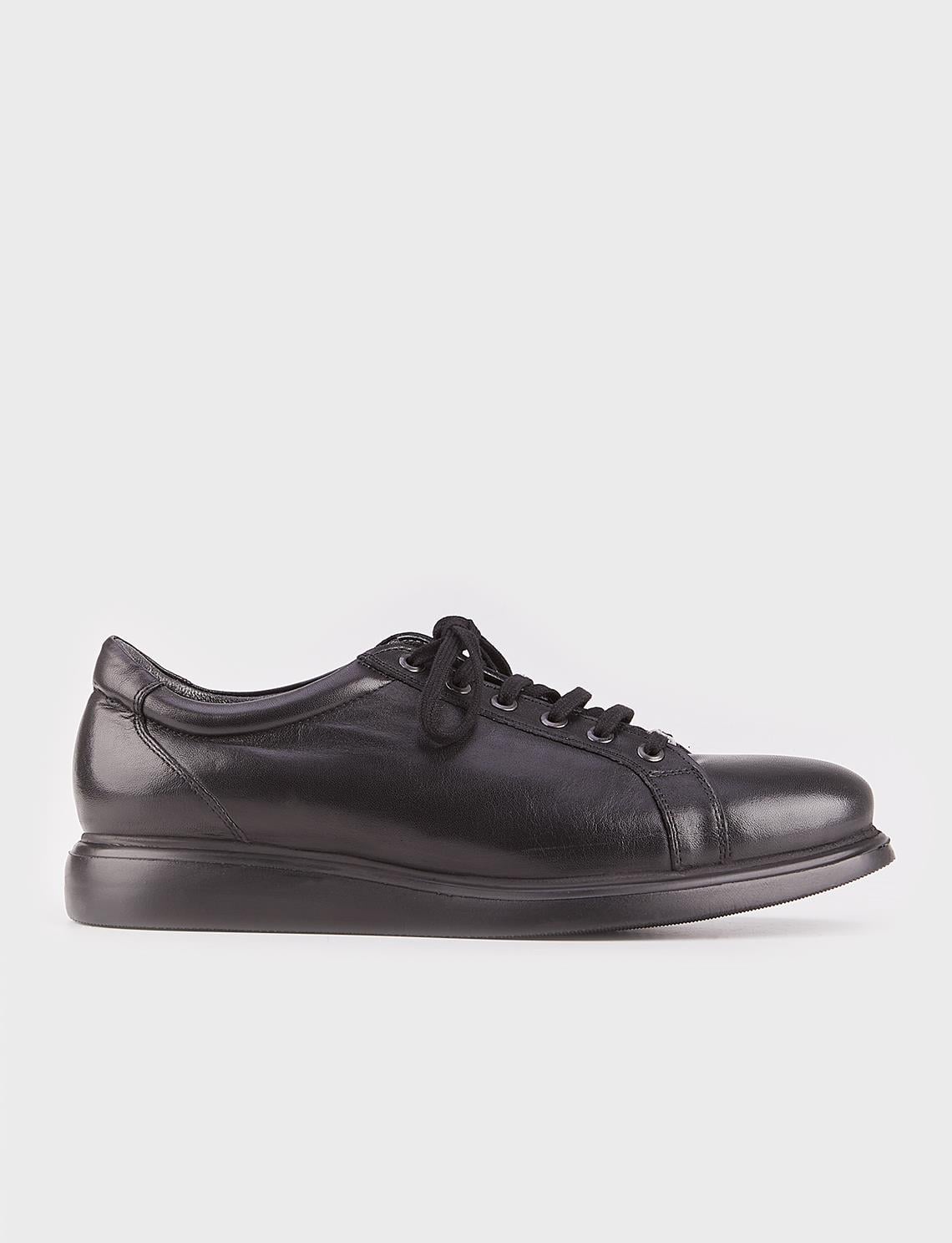 Genuine Leather Black Lace-up Men's Casual Shoes
