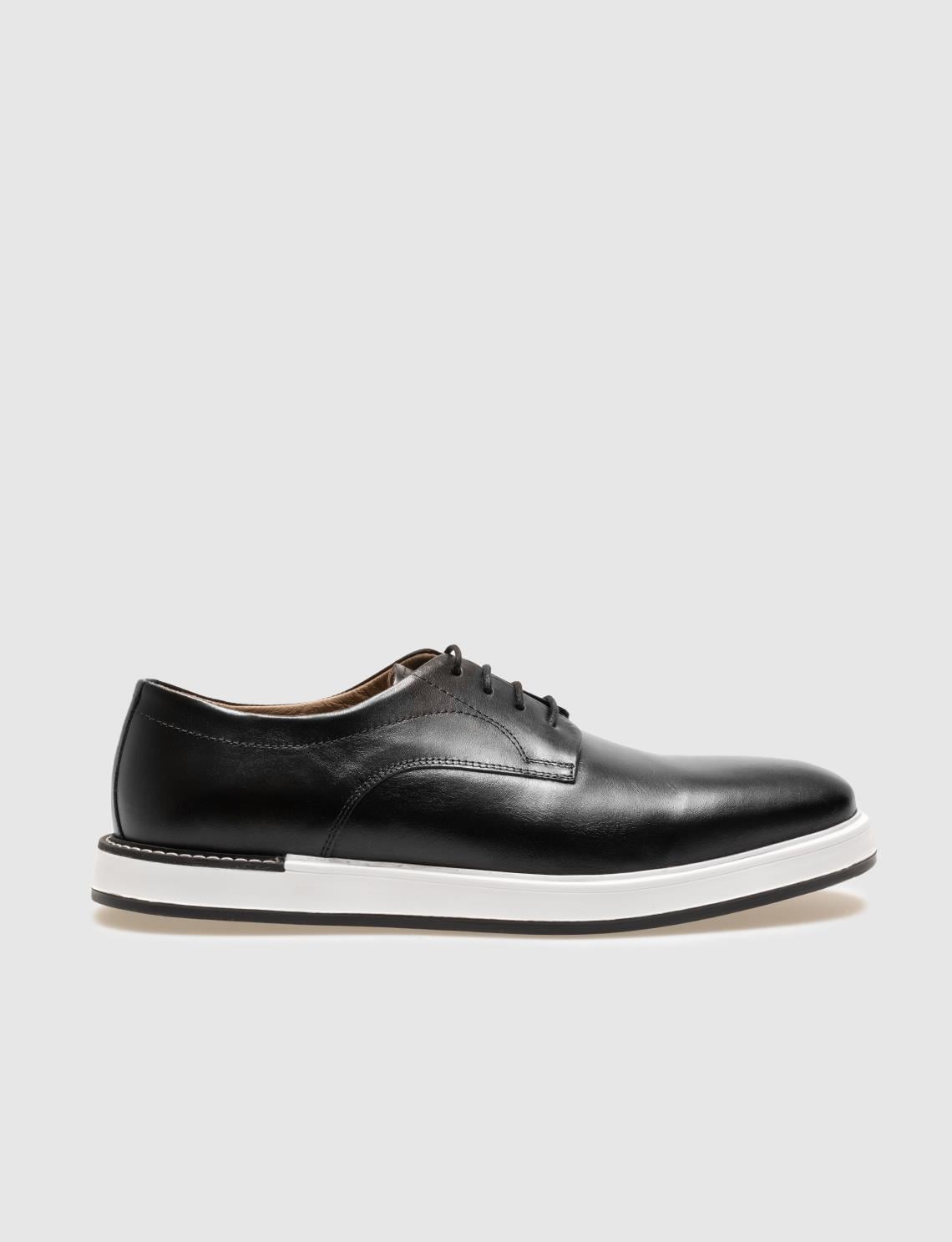 Genuine Leather Black Lace-up Men's Casual Shoes
