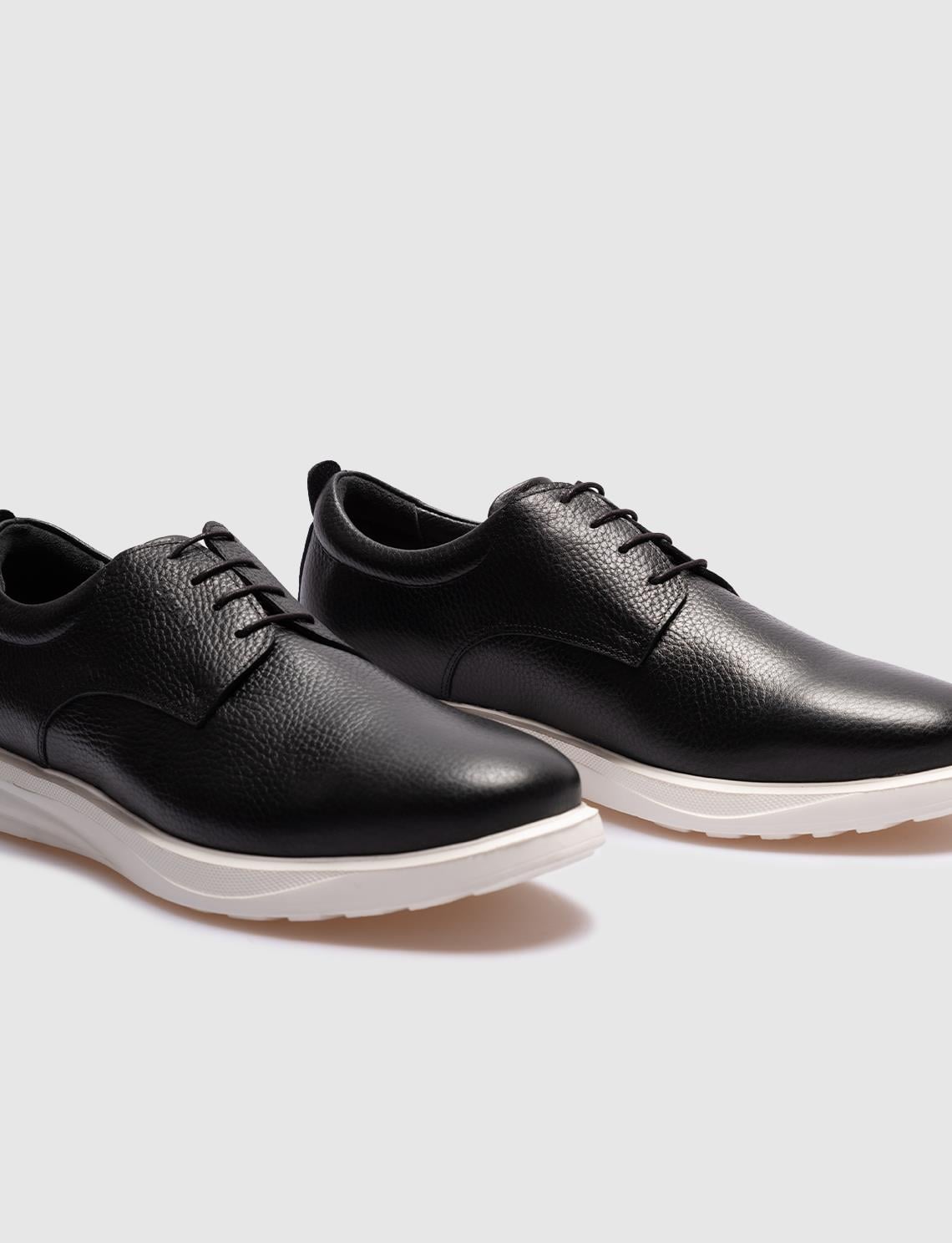 Genuine Leather Black Lace-up Men's Casual Shoes