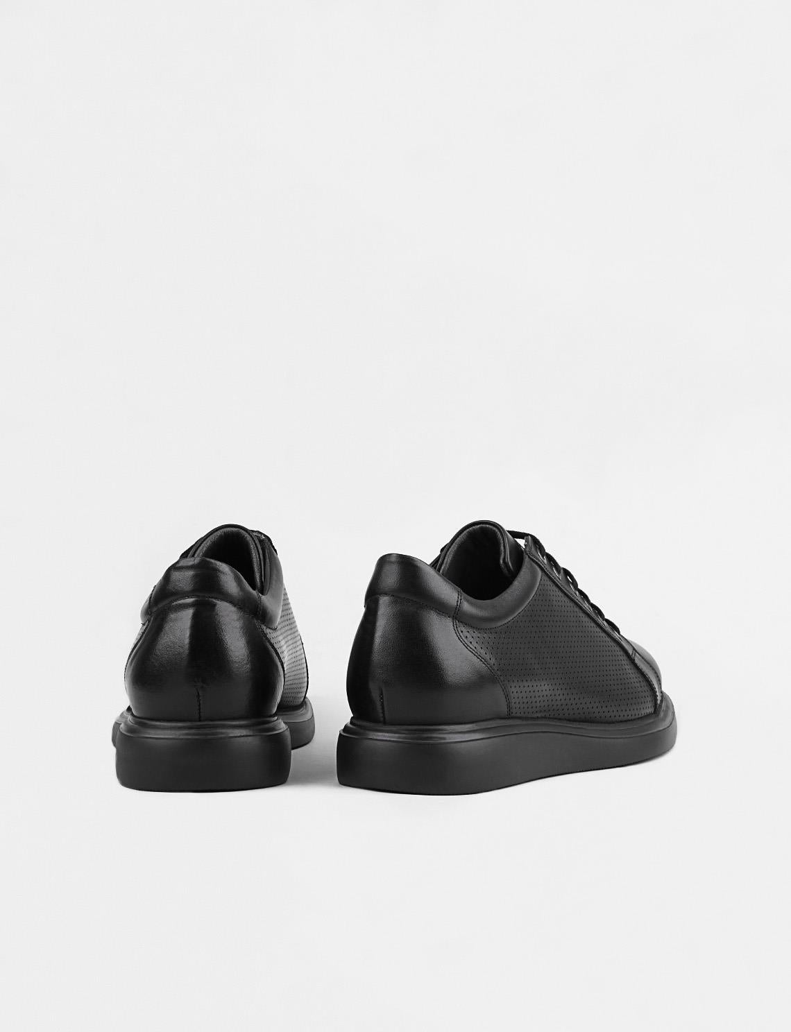 Genuine Leather Black Lace-up Men's Casual Shoes