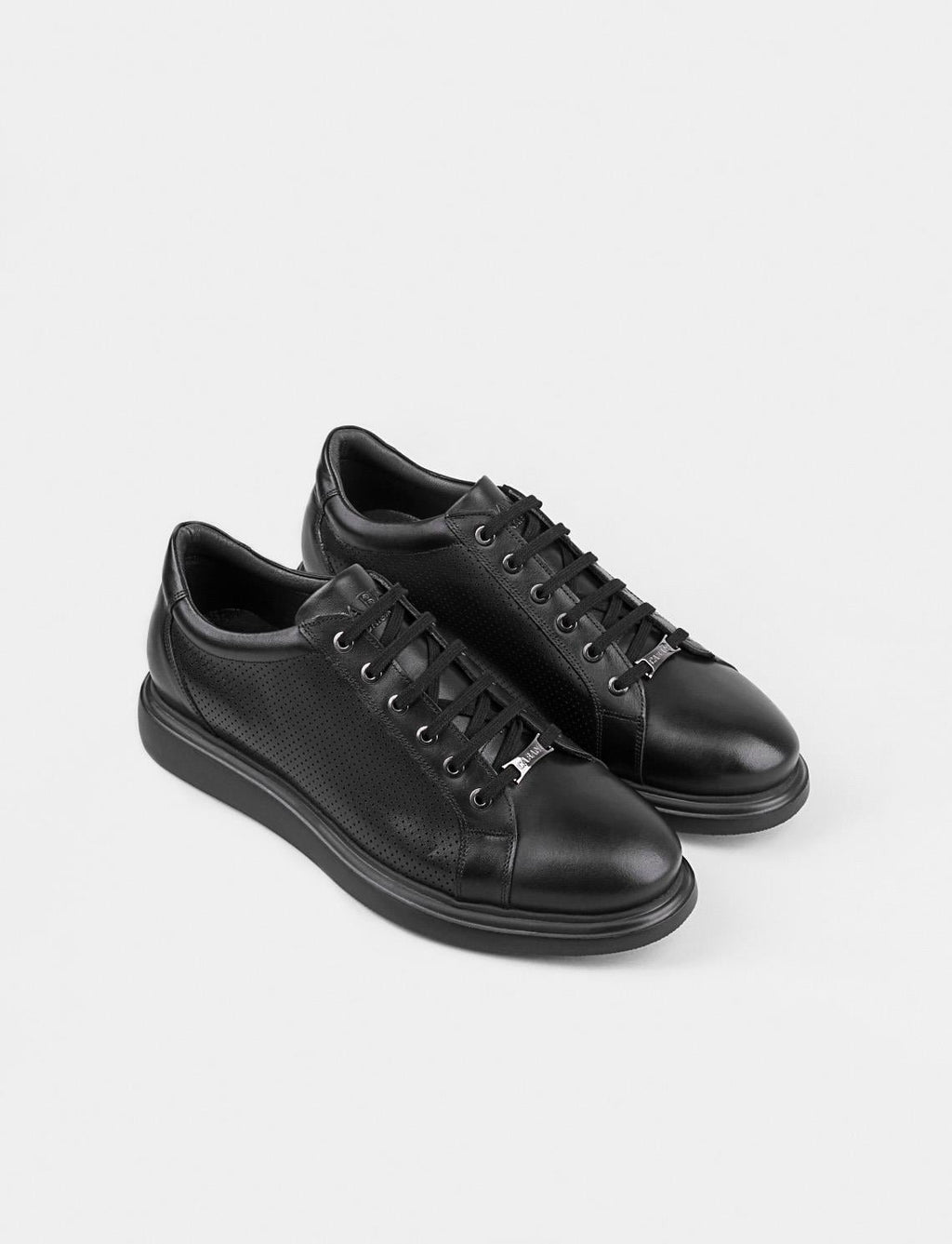 Genuine Leather Black Lace-up Men's Casual Shoes
