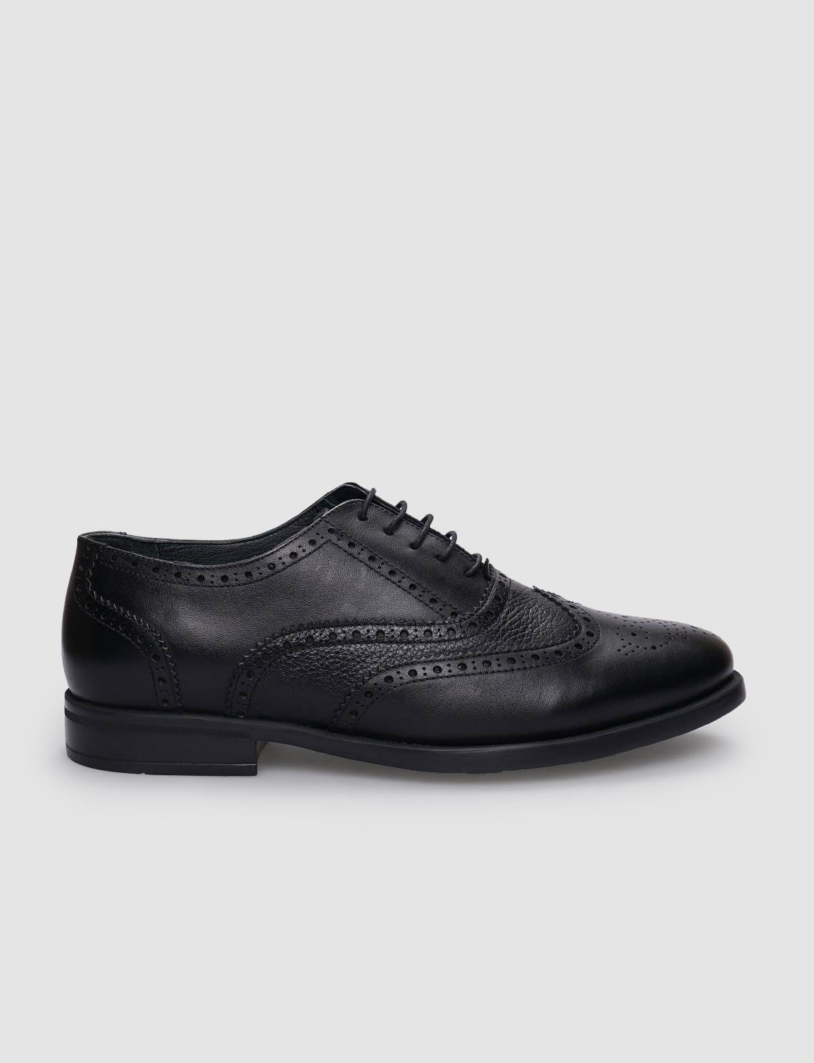 Genuine Leather Black Lace-up Men's Casual Shoes