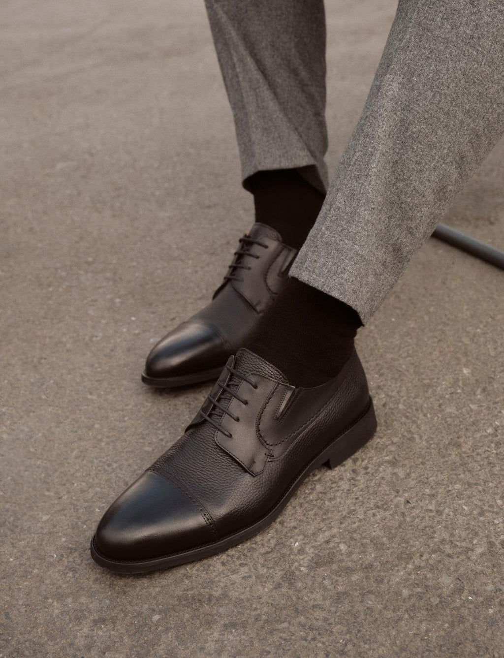 Genuine Leather Black Lace-up Men's Classic Shoes