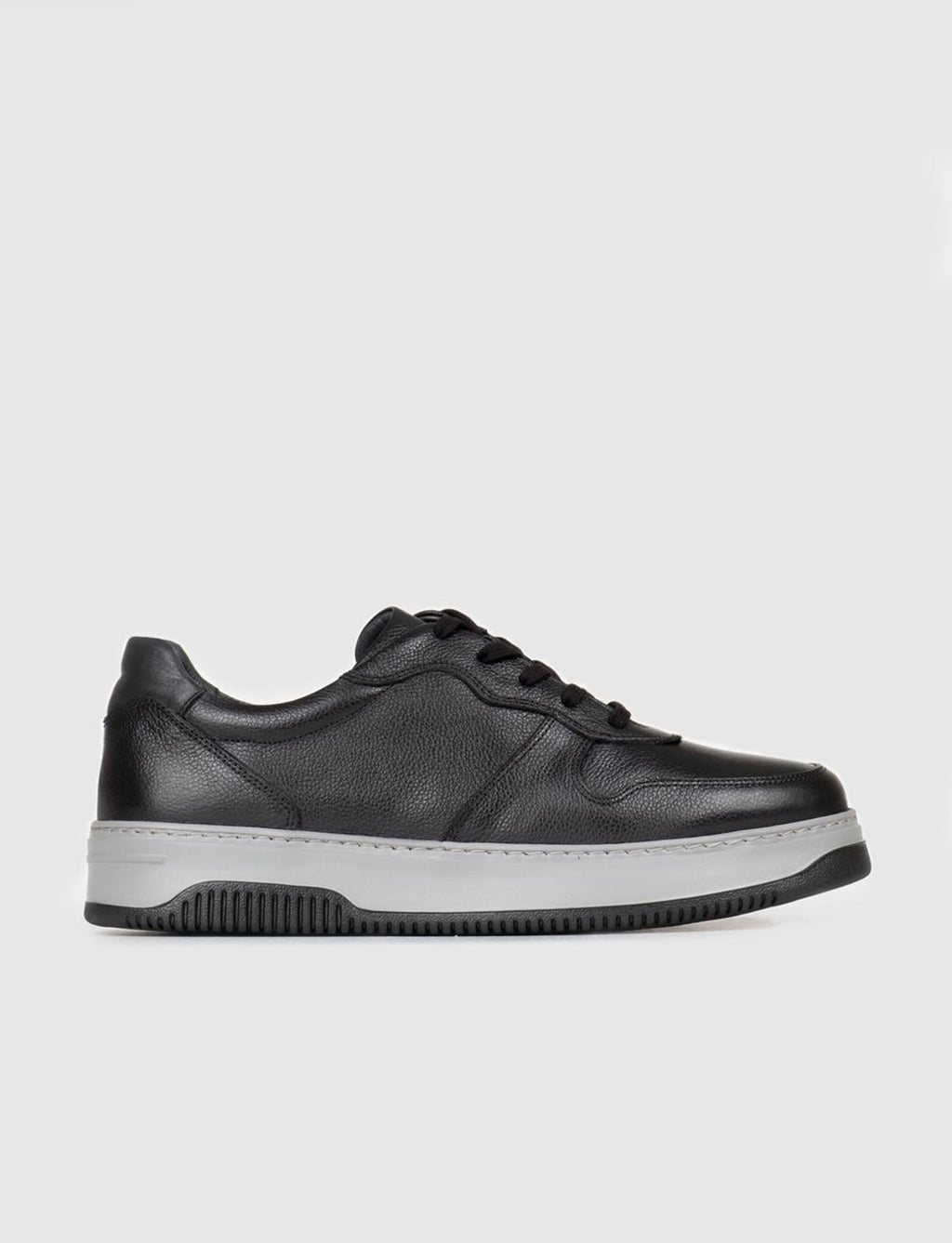 Genuine Leather Black Lace-up Men's Sneaker Sports Shoes