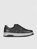 Genuine Leather Black Lace-up Men's Sneaker Sports Shoes