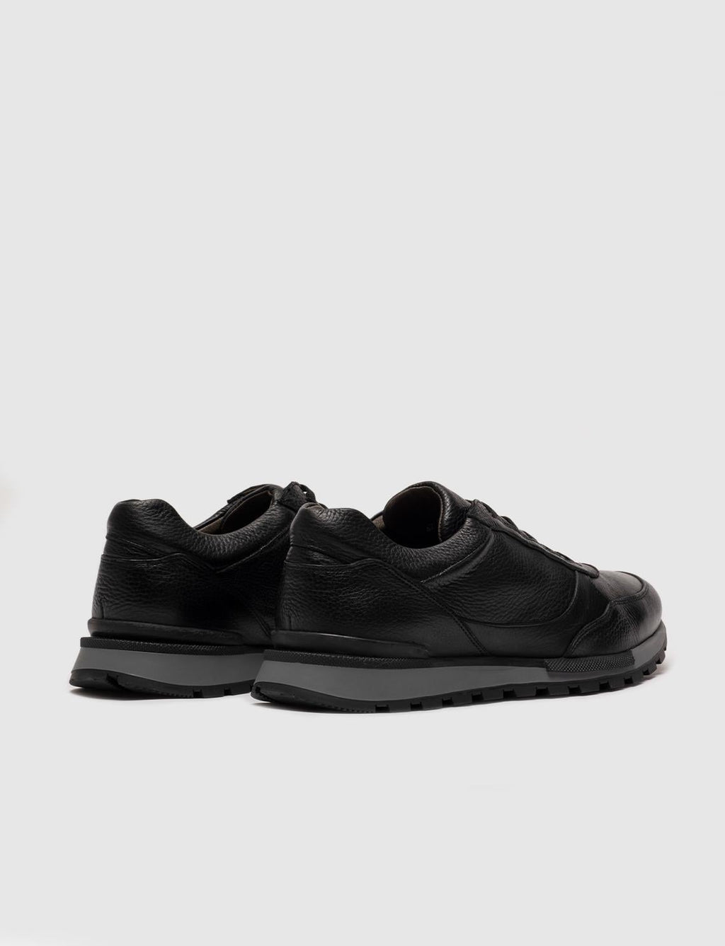 Genuine Leather Black Lace-up Men's Athletic Shoes