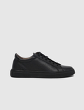 Genuine Leather Black Lace-up Men's Athletic Shoes