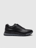 Genuine Leather Black Lace-up Men's Athletic Shoes