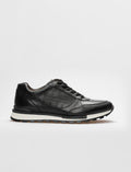 Genuine Leather Black Lace-up Men's Athletic Shoes