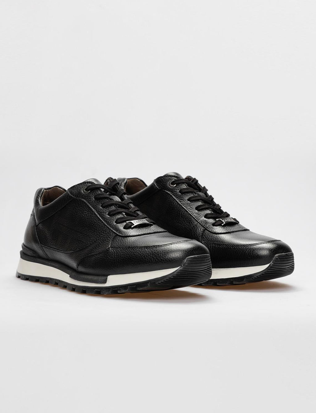Genuine Leather Black Lace-up Men's Athletic Shoes